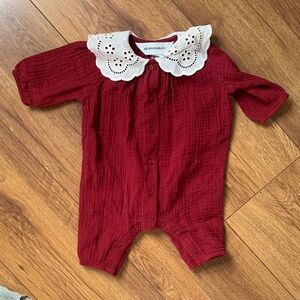 NWOT Red Kids One Piece with Lace Collar